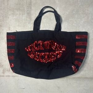 victorias secret sequin lip tote bag